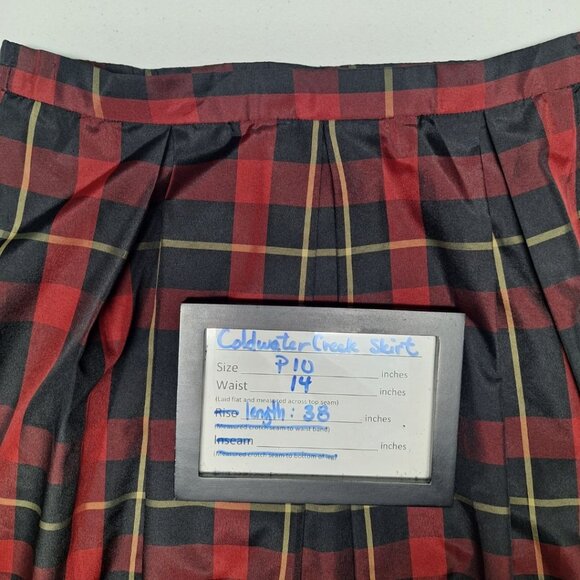 Coldwater Creek A Line Skirt Red Plaid Smooth Lightweight Women 10P Petite Short - Picture 3 of 6